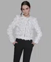 Karl Lagerfeld Women's 3d Floral Applique Jacket In White
