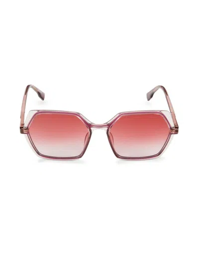 Karl Lagerfeld Women's 56mm Geometric Sunglasses In Dark Strawberry