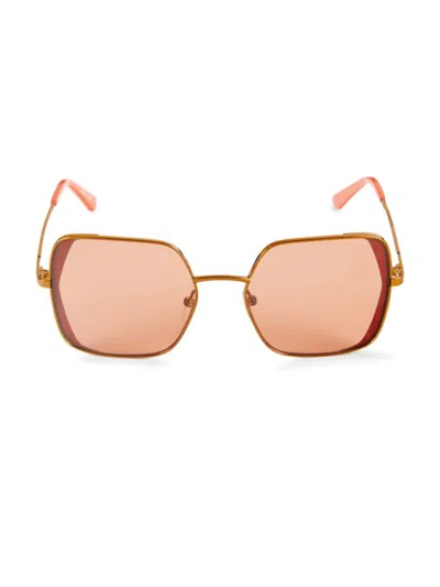 Karl Lagerfeld Women's 56mm Geometric Sunglasses In Orange