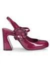 Karl Lagerfeld Women's 90mm Floral Appliqué Glossy Pumps
