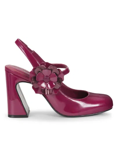 Karl Lagerfeld Women's 90mm Floral Appliqué Glossy Pumps