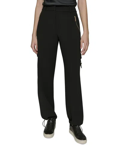 Karl Lagerfeld Women's Adjustable Bungee-hem Cargo Pants In Black