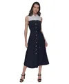 Karl Lagerfeld Color Block Midi Dress In Marine,soft White
