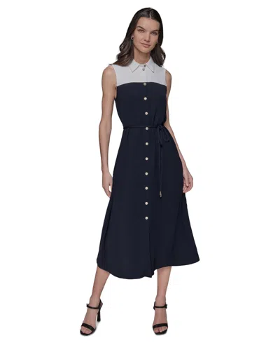 KARL LAGERFELD WOMEN'S AERO WASH COLORBLOCKED SHIRTDRESS