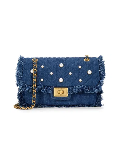 Karl Lagerfeld Women's Agyness Embellished Denim Shoulder Bag In Blue