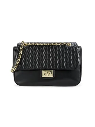 Karl Lagerfeld Women's Agyness Leather Shoulder Bag In Black Gold