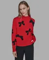 Karl Lagerfeld Women's All-over Bow Sweater In Red