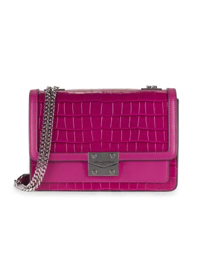 Karl Lagerfeld Women's Alligator Embossed Shoulder Bag In Dark Cactus Flower