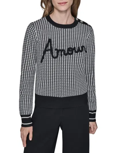 Karl Lagerfeld Women's Amour Houndstooth Sweater In Black