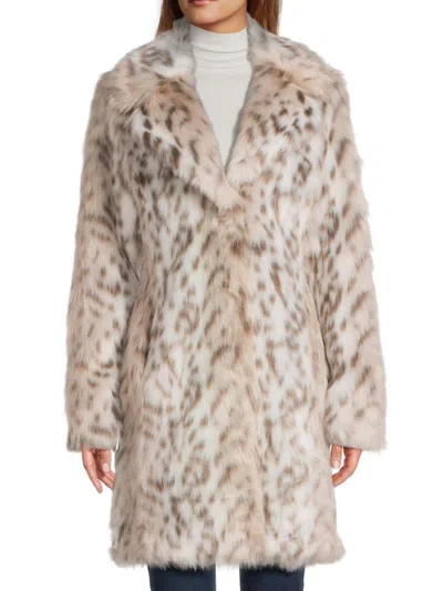 Karl Lagerfeld Women's Animal Print Faux Fur Coat In Neutral