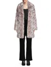 Karl Lagerfeld Women's Animal Print Faux Fur Coat In White Multi