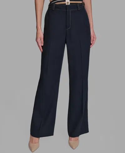 Karl Lagerfeld Women's Ankle-length Straight-leg Pants In Blue