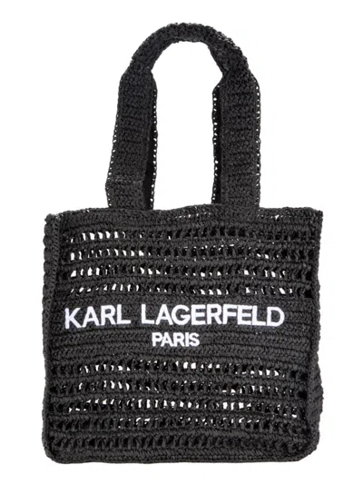 Karl Lagerfeld Women's Antibes Woven Paper Tote In Black