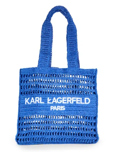 Karl Lagerfeld Women's Antibes Woven Paper Tote In Blue