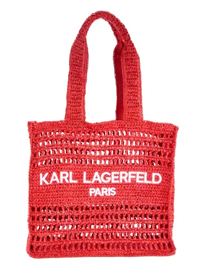 Karl Lagerfeld Women's Antibes Woven Paper Tote In Vermilion