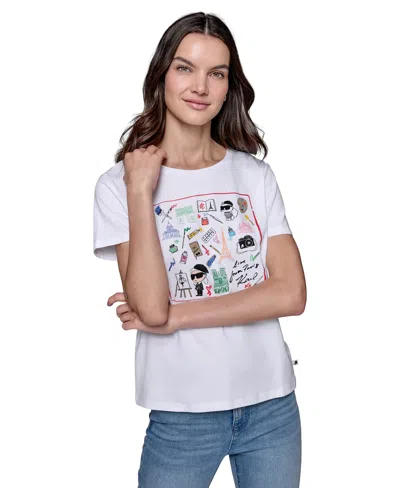 Karl Lagerfeld Women's Art Motif Logo T-shirt In White