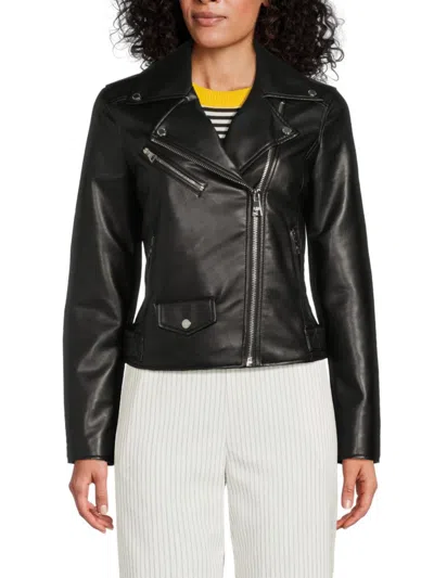 Karl Lagerfeld Women's Asymmetric Faux-leather Jacket In Black