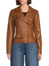 Karl Lagerfeld Women's Asymmetric Faux-leather Jacket In Brown