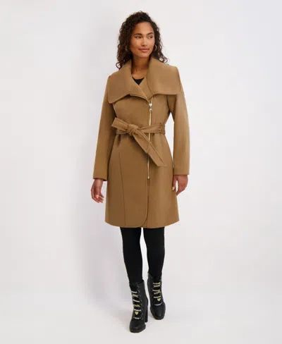 Karl Lagerfeld Women's Asymmetrical Wrap Coat In Brown
