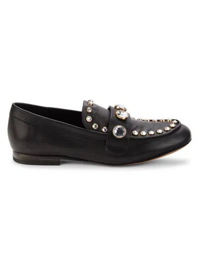 Karl Lagerfeld Women's Avah Studded Crystal Loafers In Black