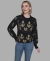 Karl Lagerfeld Women's Baroque Floral Crewneck Sweater In Black