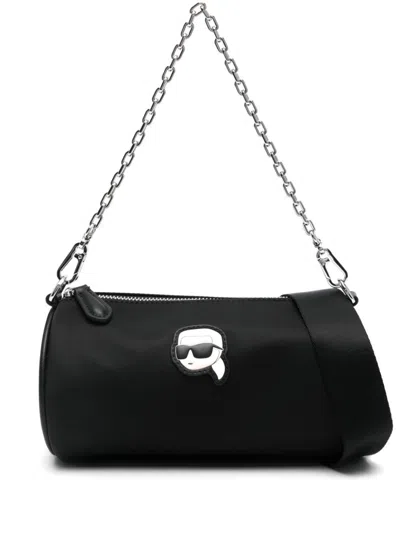 Karl Lagerfeld Women's Barrel Bag Ikonik 2.0 Logo In Black