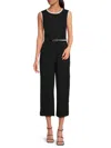 KARL LAGERFELD WOMEN'S BELTED CROPPED JUMPSUIT