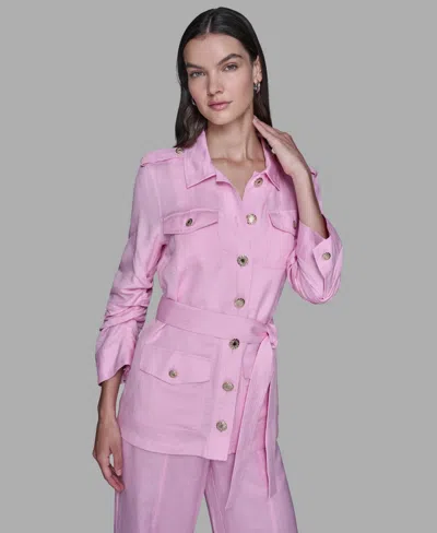 Karl Lagerfeld Women's Belted Jacket In Pink
