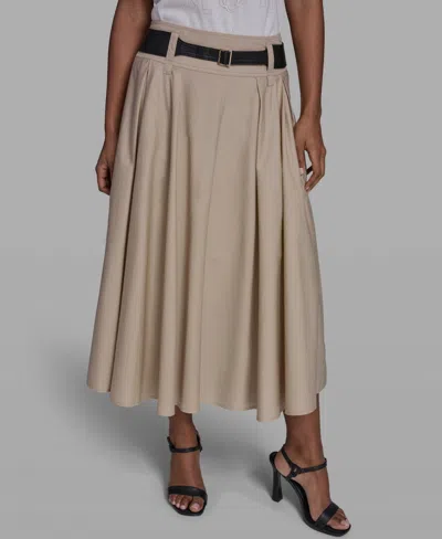 Karl Lagerfeld Women's Belted Midi Skirt In Animal Print