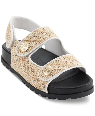 Karl Lagerfeld Women's Bindi Button Woven Platform Sandals In Natural,cream
