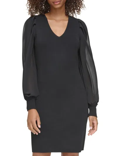 Karl Lagerfeld Women's Bishop Sleeve Sheath Mini Dress In Black