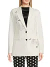 Karl Lagerfeld Rose Print Blazer In Soft White