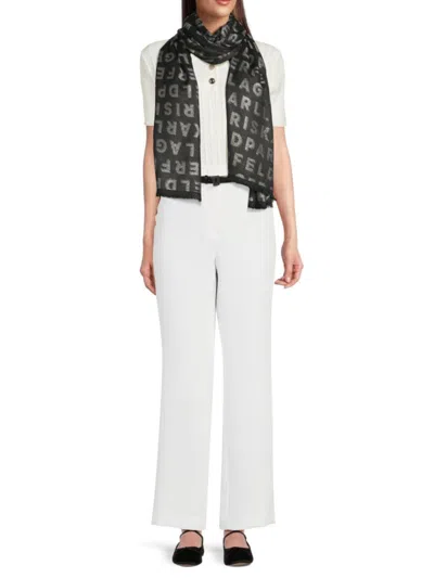 Karl Lagerfeld Women's Block Logo Lurex Pashmina In Black