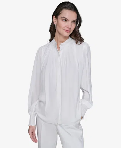 Karl Lagerfeld Women's Blouson-sleeve Button-front Blouse