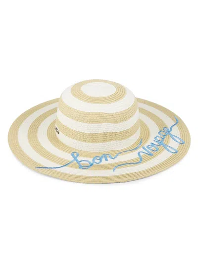 Karl Lagerfeld Women's Bon Voyage Embroidered Wide-brim Sunhat