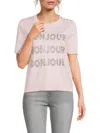 Karl Lagerfeld Women's Bonjour Embellished Sweater Tee In Parfait Pink
