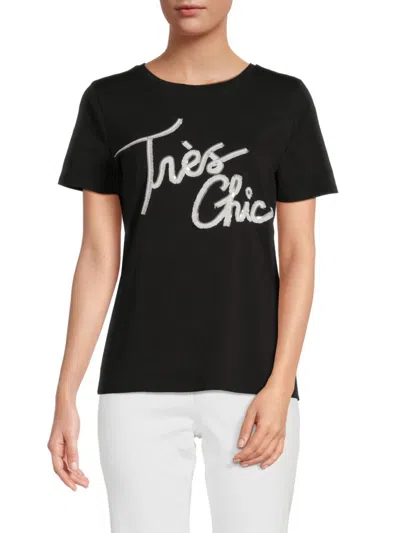 Karl Lagerfeld Women's Bonjour Tres Chic T Shirt In Black White