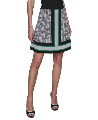 Karl Lagerfeld Women's Border Printed Mini Skirt In Soft White Combo