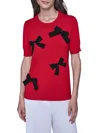 Karl Lagerfeld Short Sleeve Bow Sweater In Red