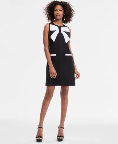 Karl Lagerfeld Women's Bow-front Scuba-crepe Sheath Dress In Black