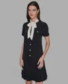 Karl Lagerfeld Women's Bow Tie Neck A-line Dress In Black