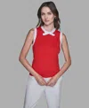 Karl Lagerfeld Women's Bow-tie Sleeveless Sweater In Red