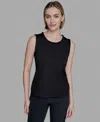 Karl Lagerfeld Women's Braided-trim Sleeveless Top In Black