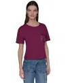 Karl Lagerfeld Women's Buckle-pocket Knit Top In Burgundy