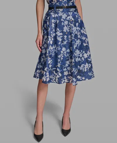 Karl Lagerfeld Women's Burnout Belted A-line Skirt In Multi