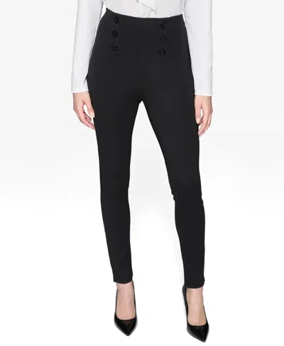 Karl Lagerfeld Women's Button Detail Ponte Pants In Black