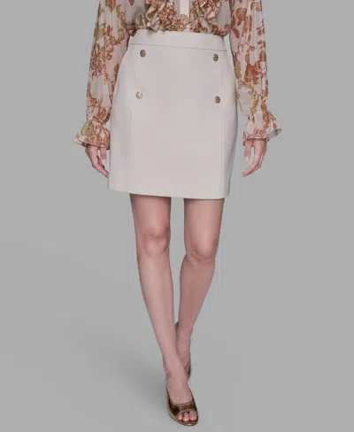 Karl Lagerfeld Women's Button Detail Skirt In White