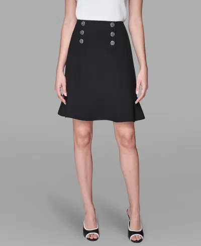 Karl Lagerfeld Women's Button-detailed Peplum Skirt In Black