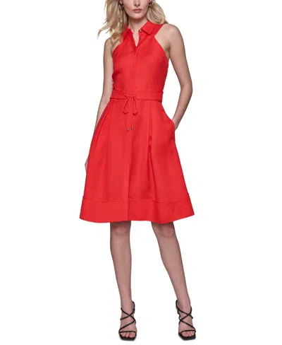 Karl Lagerfeld Women's Button-front A-line Dress In Apple Red