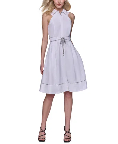 Karl Lagerfeld Women's Button-front A-line Dress In Soft White